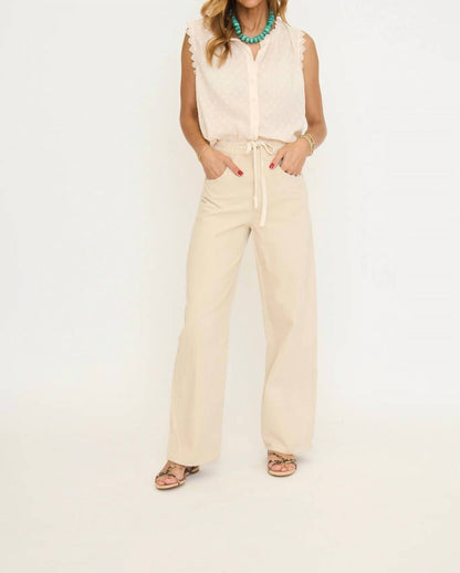 Lace Edge Sleeveless Swiss Dot Top