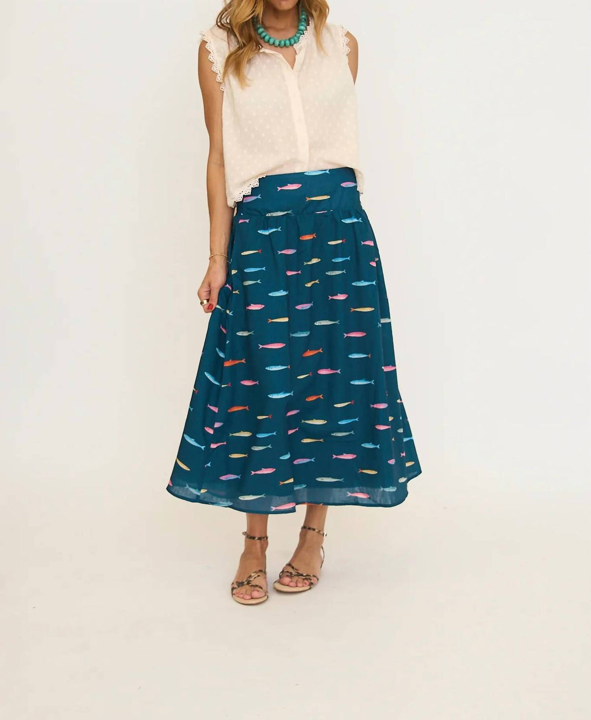 Lace Edge Sleeveless Swiss Dot Top