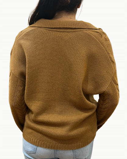 Dean Cable Knit Polo Pullover Sweater