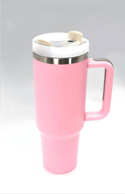 Tumbler Stainless Steel 40oz Solid Pink with Handle