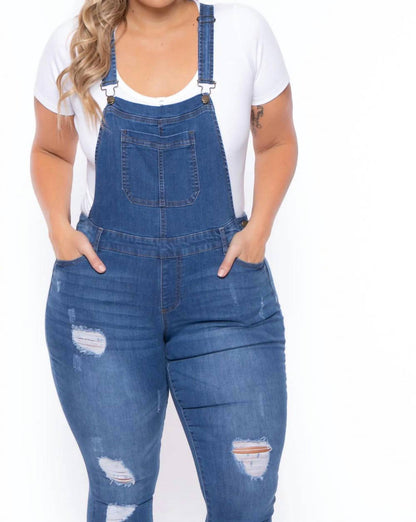 Distressed Skinny Overall
