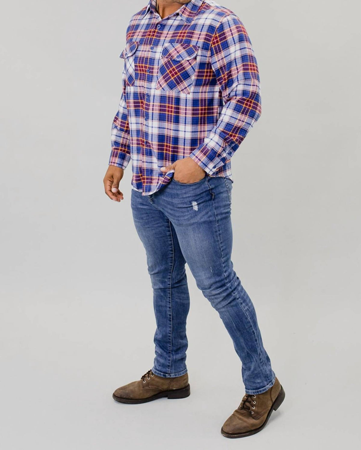 Plaid Long Sleeve Button Down Shirt