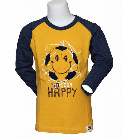 Kids Long Sleeve Soccer Happy Slub Raglan