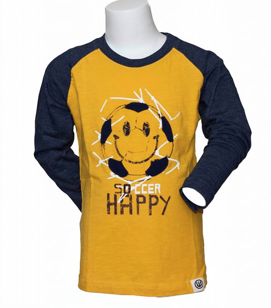 Kids Long Sleeve Soccer Happy Slub Raglan