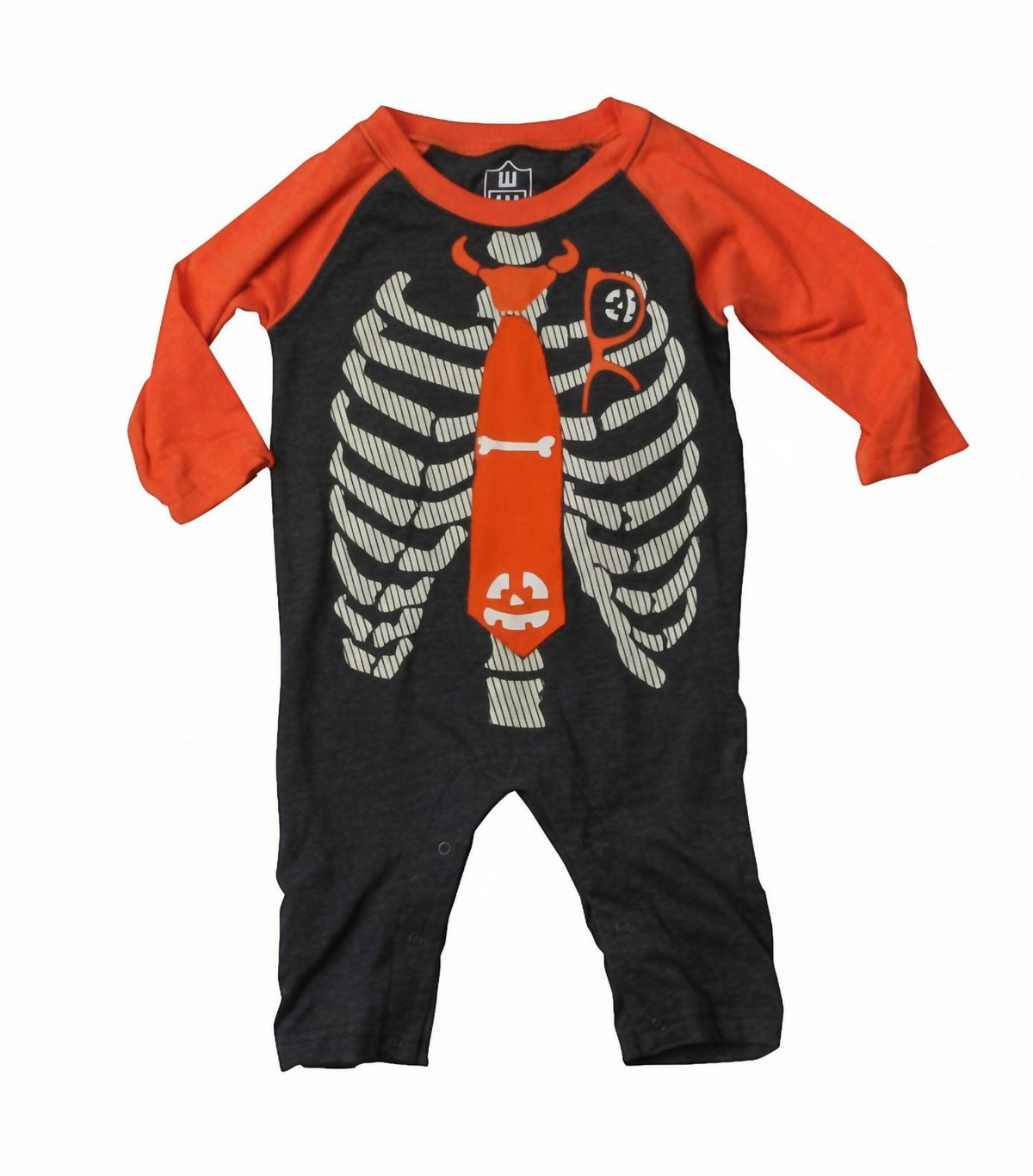 Kids Skeleton Tie Glow In The Dark One-piece Romper