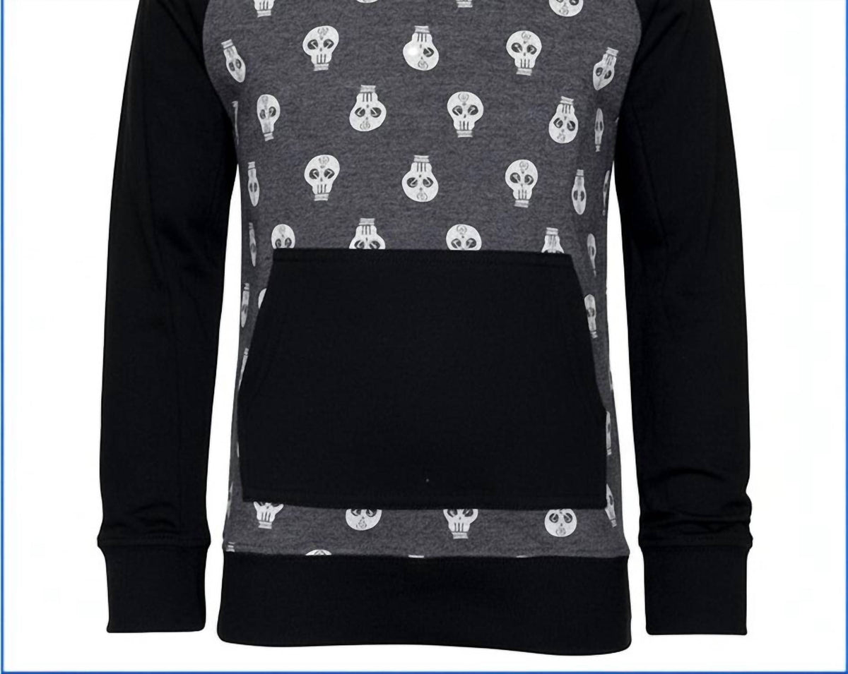 Kids Skull Pull Over Raglan Hoodie