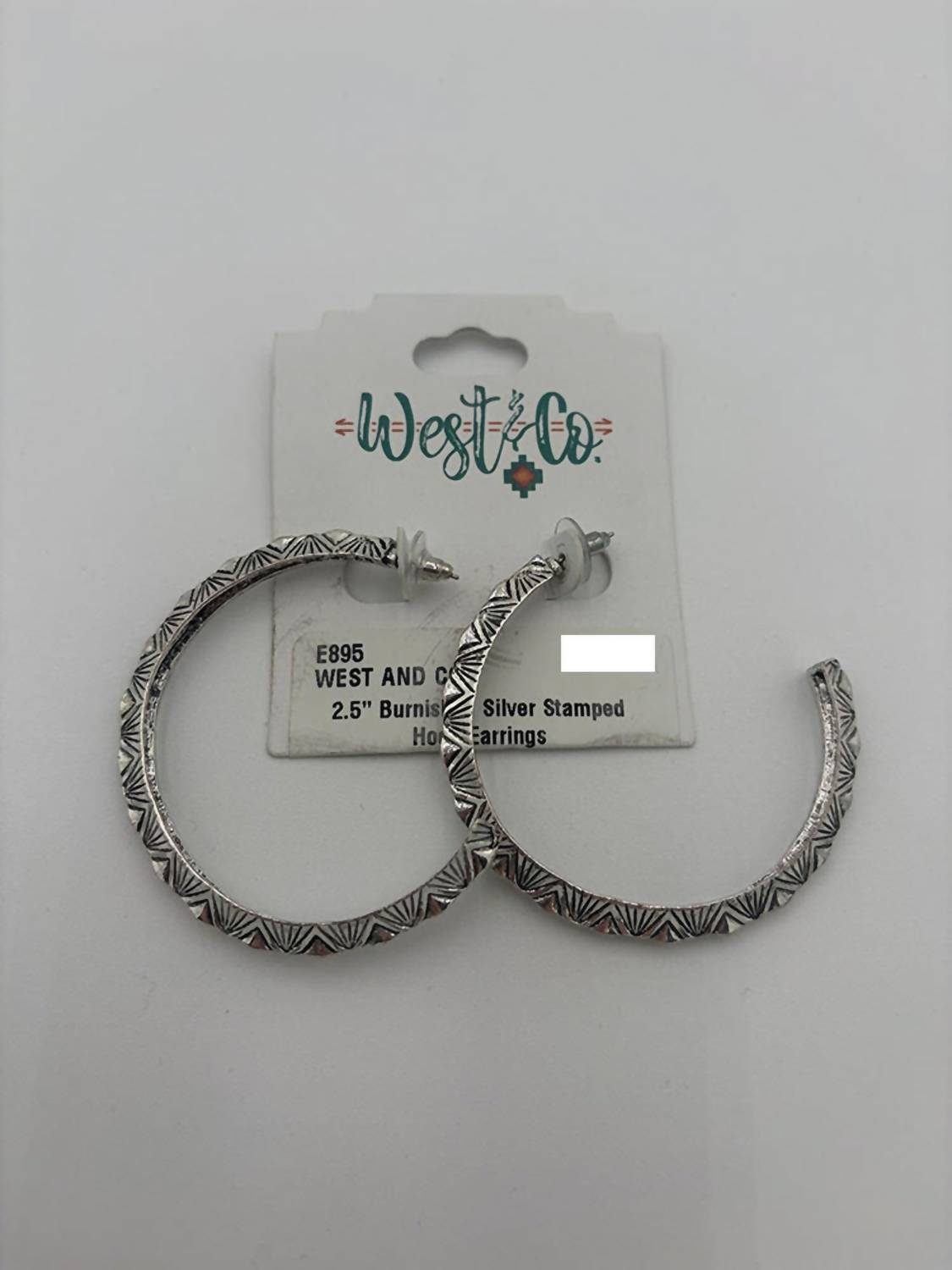 Women's Burnished Stamped Hoop Earrings