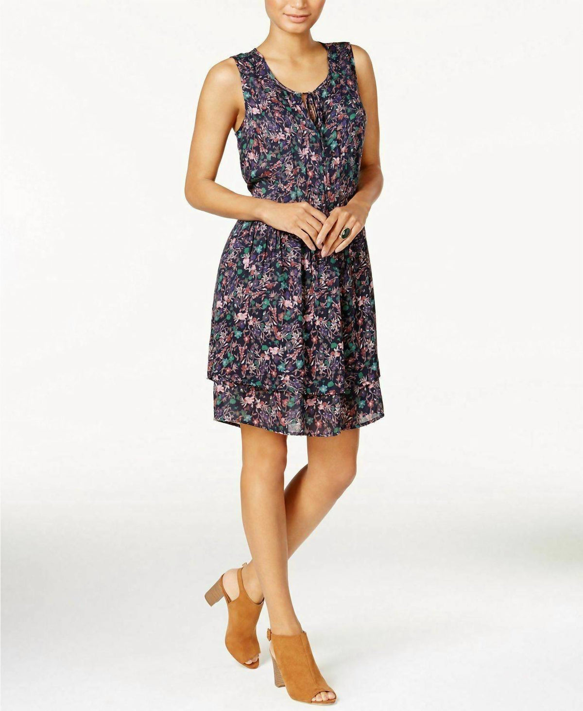 Devondra Studded Peasant Dress