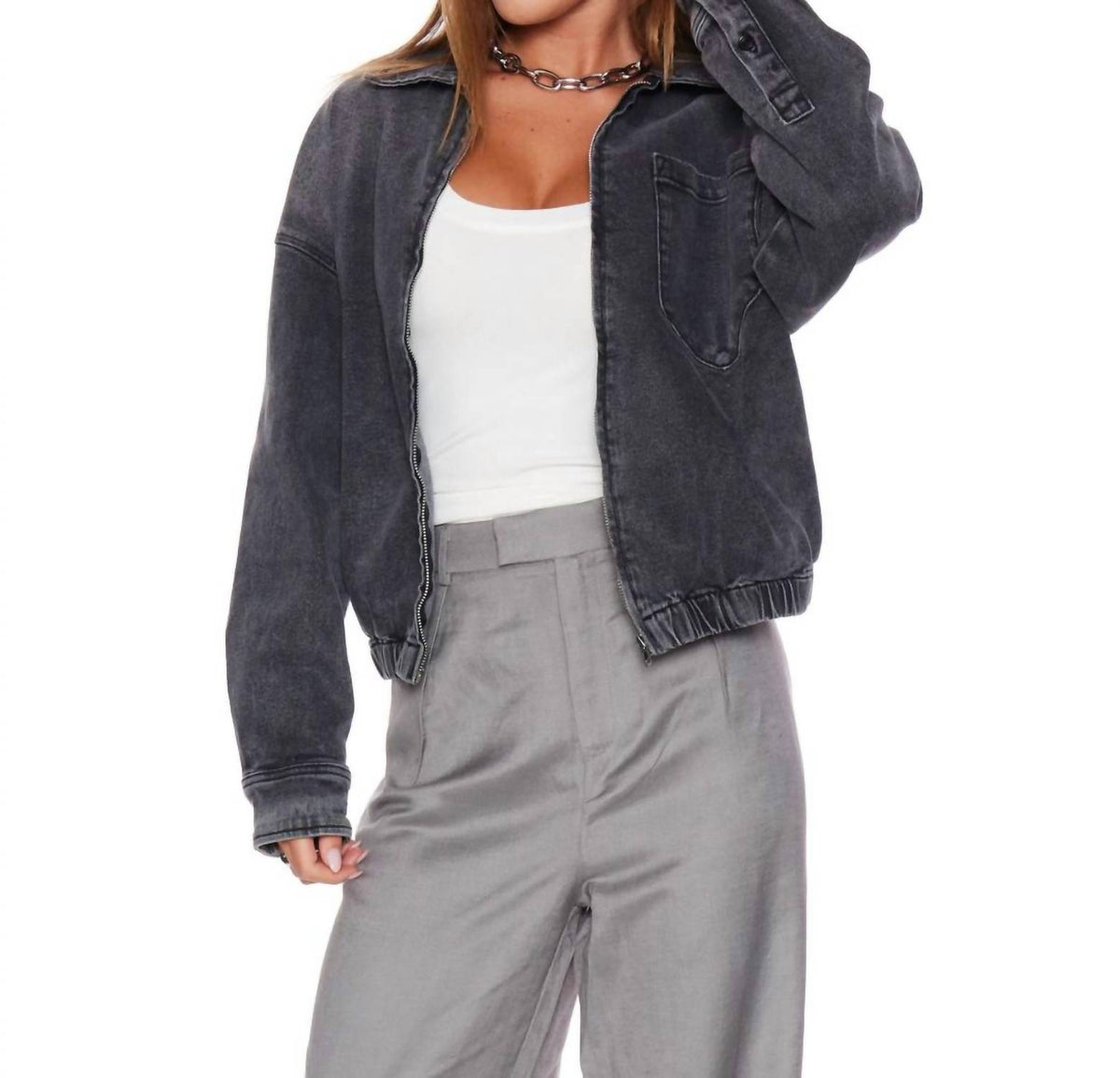 Jackie Denim Bomber Jacket