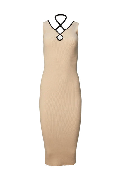 COTTON KEY HOLE KNIT DRESS