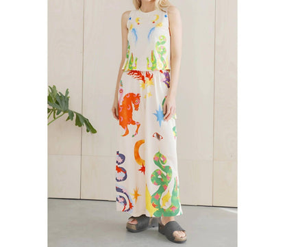 Artsy Print Tank And Wide Leg Pants Set