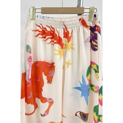 Artsy Print Tank And Wide Leg Pants Set