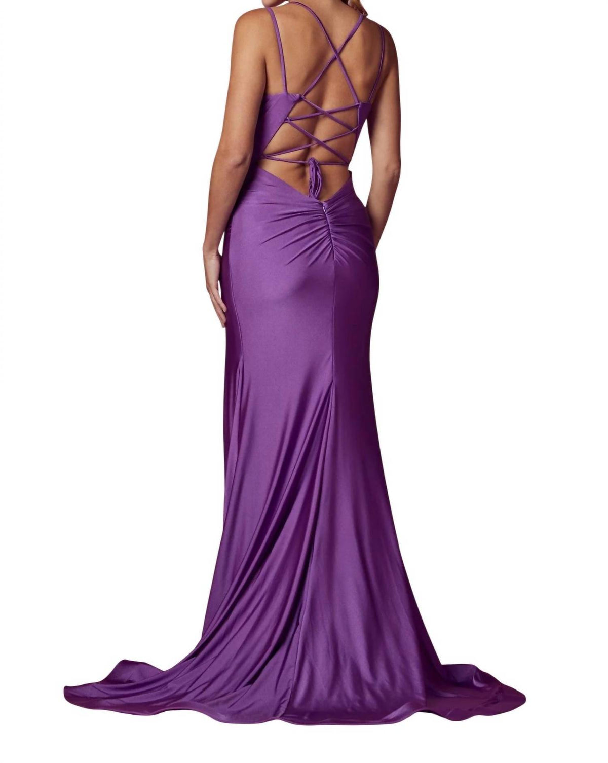 Fitted Strappy Back Slit Gown