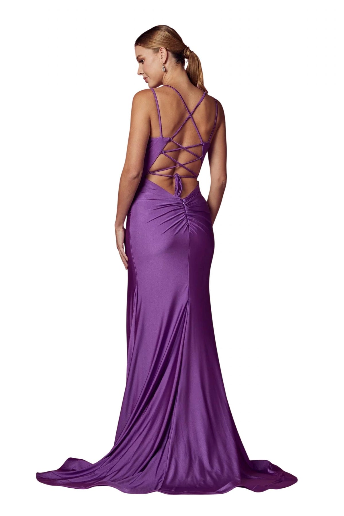 Fitted Strappy Back Slit Gown