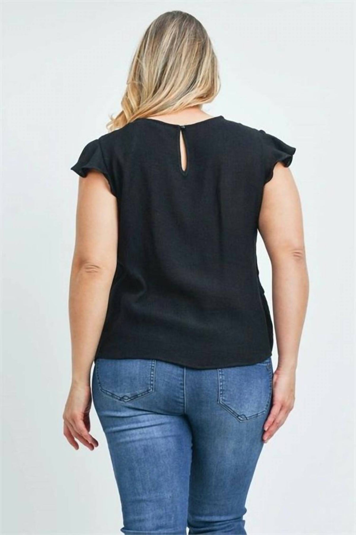 Ruffle Lace Flutter Sleeve Blouse