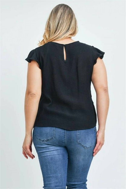 Ruffle Lace Flutter Sleeve Blouse