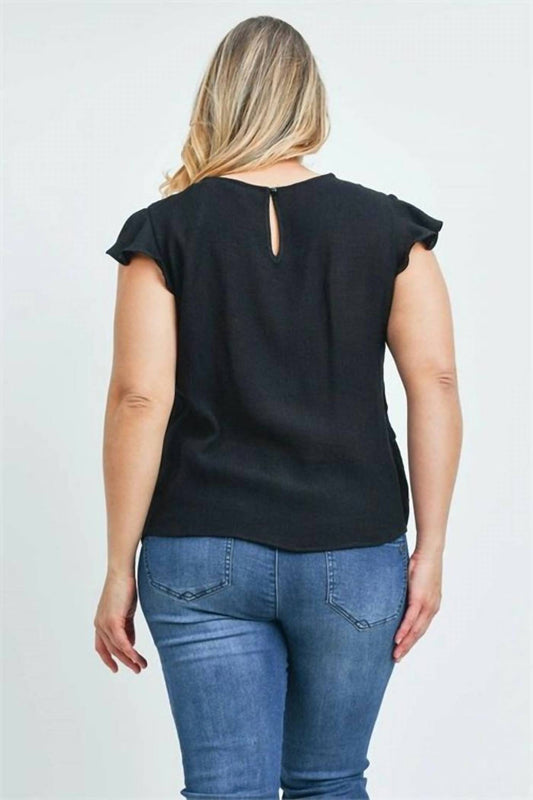 Ruffle Lace Flutter Sleeve Blouse
