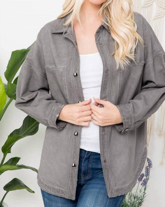 Mineral Washed Denim Shacket - Plus